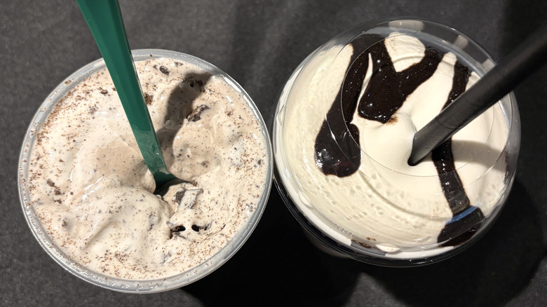 A top view of the returning Thin Mints Frosty Swirl and the new Thin Mints Frosty Fusion