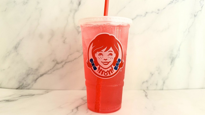 Wendy's Sprite Watermelon in cup on marble surface