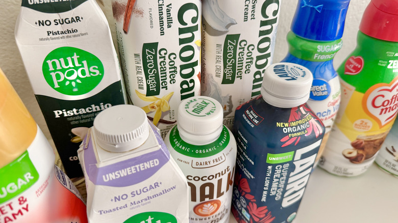 Close up of zero sugar creamers