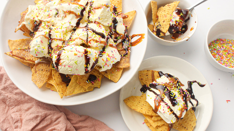 ice cream nachos on plate 