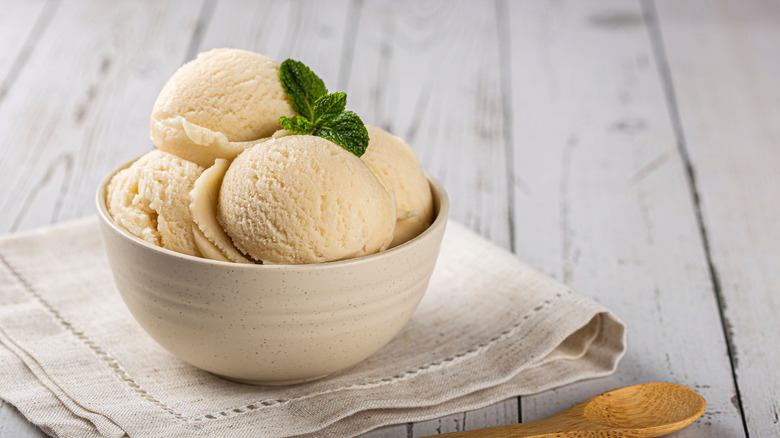 bowl of vanilla ice cream
