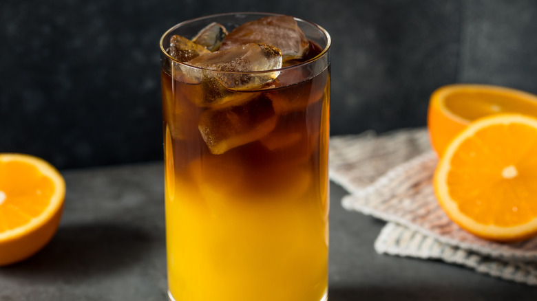 iced coffee and orange juice