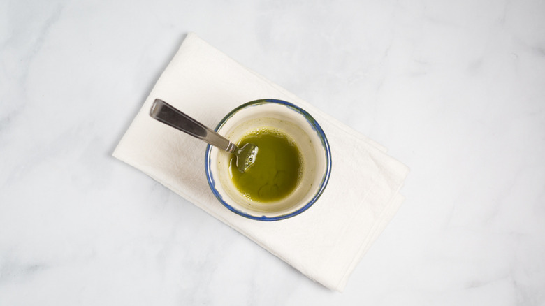 matcha tea in small mug