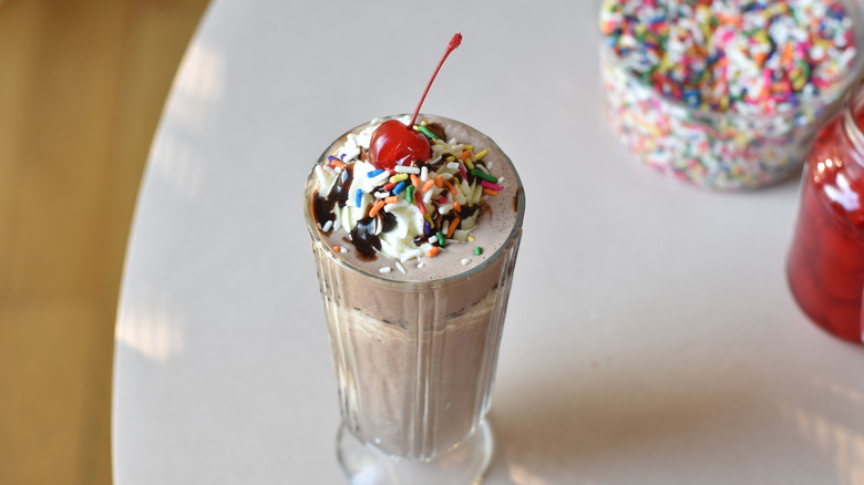 chocolate milkshake in glass