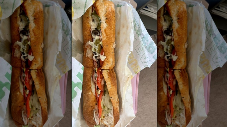 Subway Italian B.M.T. Footlong in paper wrapper