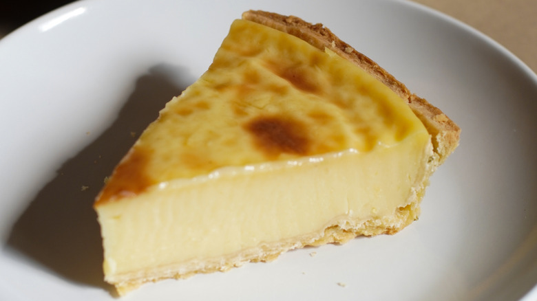 Up-close slice of custard pie