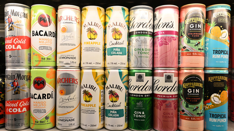 A selection of canned cocktails