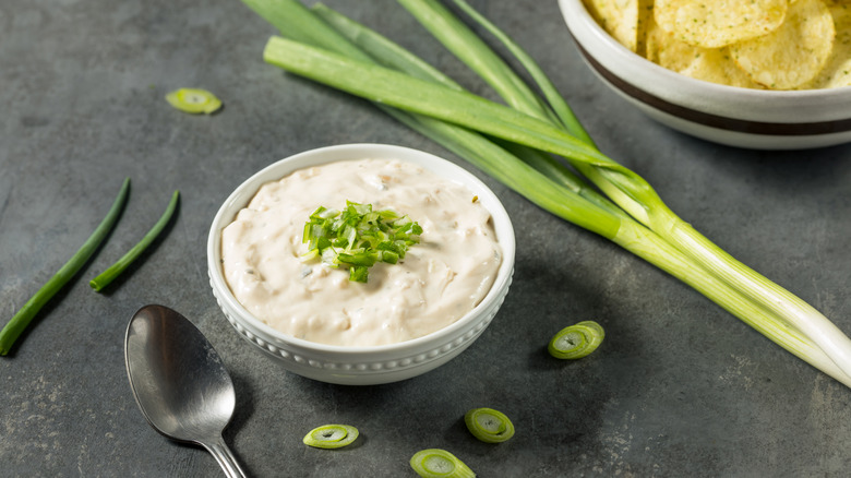 A bowl of onion dip