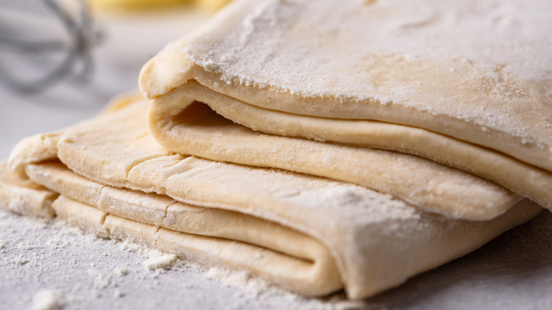 puff pastry folded on a board