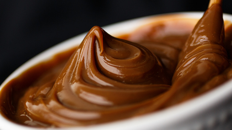 Close up of dulce de leche caramel in a bowl