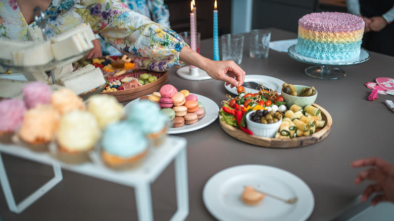 table of birthday party snacks