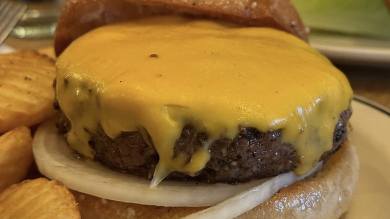 close up of burger patty