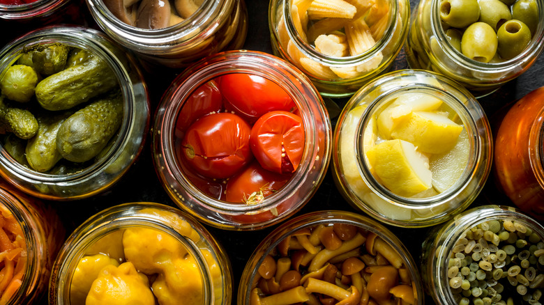 pickled vegetables in jars