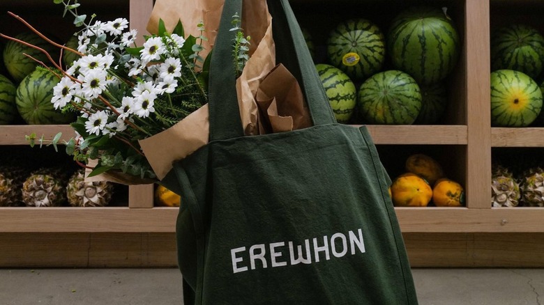 Erewhon shopping bag with flowers