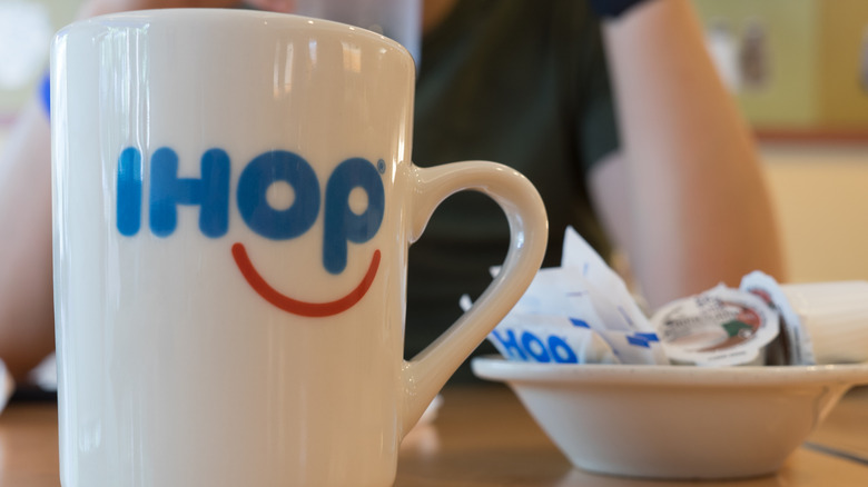 Cup of IHOP coffee with creamer