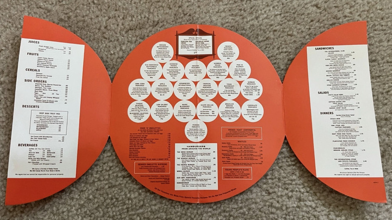 1962 International House of Pancakes menu