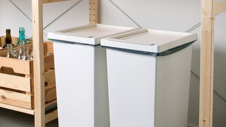 Two white FILUR bins from IKEA, placed side by side