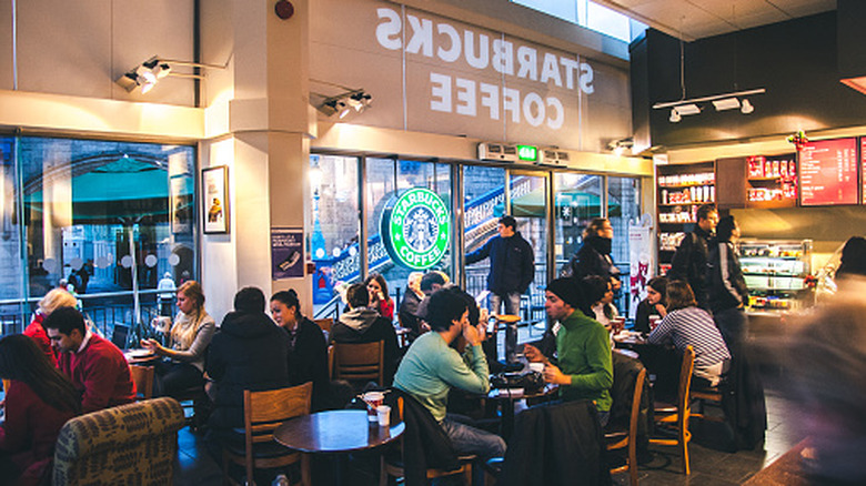 Starbucks interior filled with customers in 2011