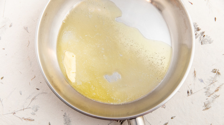 Butter melting in a pan
