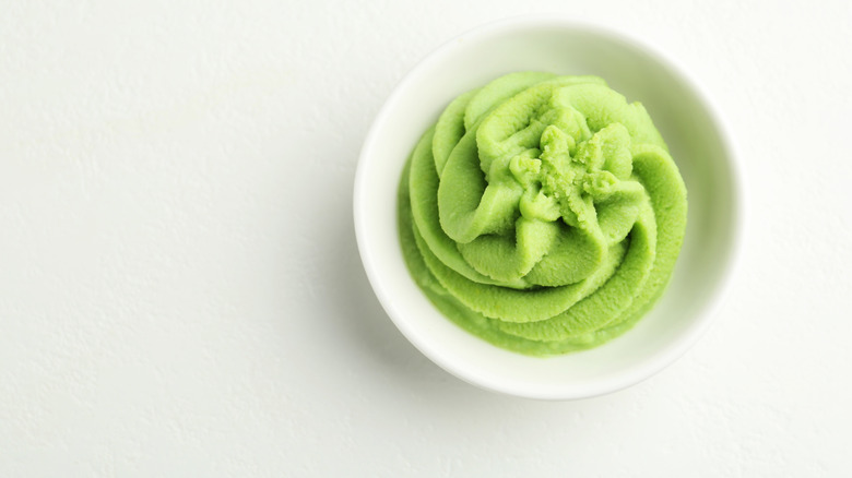 Wasabi paste in a dish