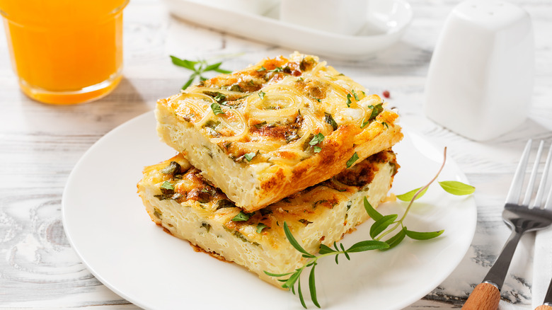 egg casserole on plate