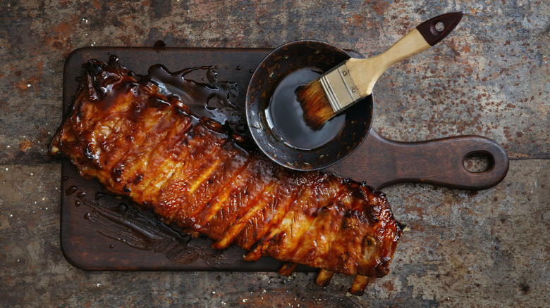 Pork ribs with glaze brush
