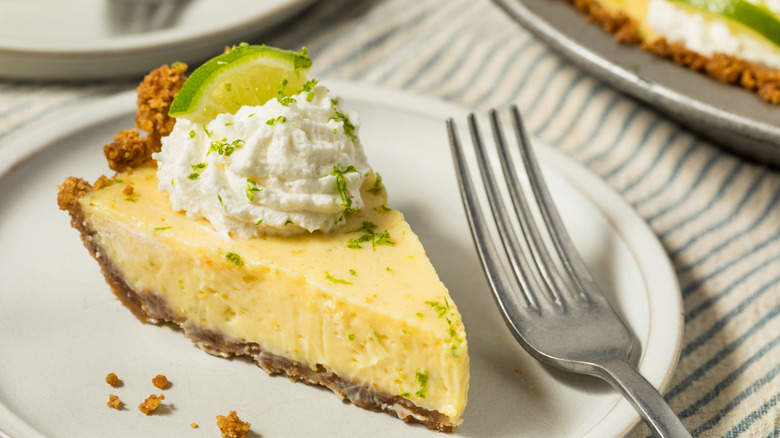 A slice of key lime pie