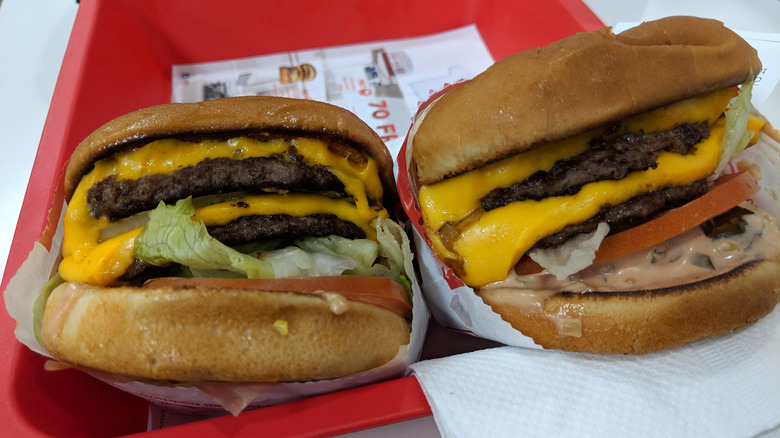 two Animal Style Double Double burgers from In-N-Out