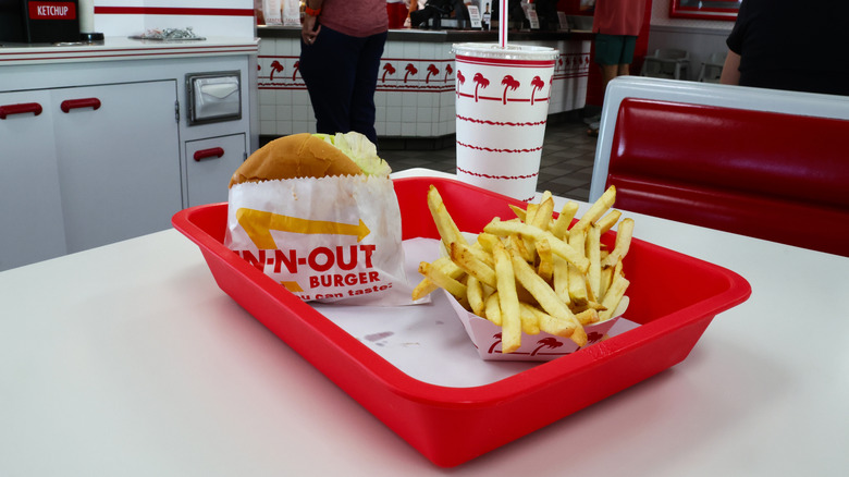 In-N-Out combo meal on tray