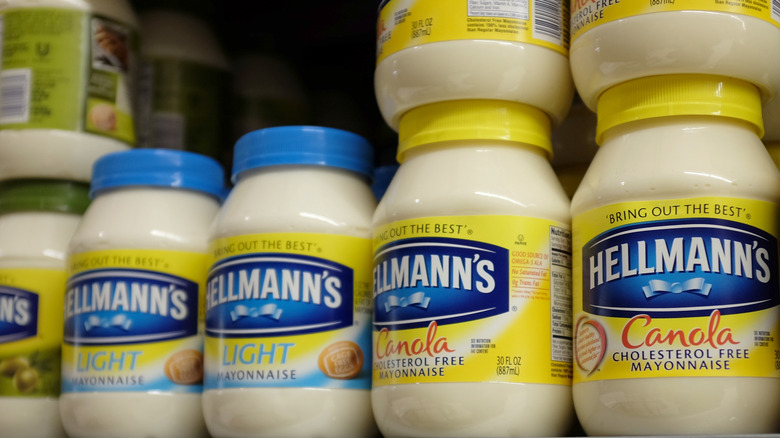 Grocery store display of mayonnaise