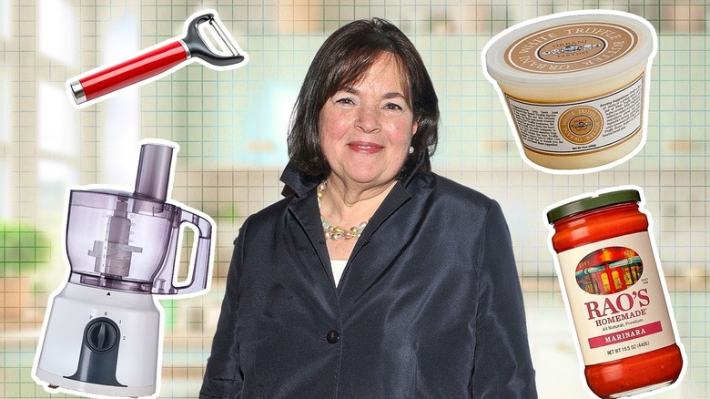 Ina Garten smiling with kitchen items
