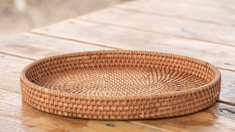 rattan basket on table