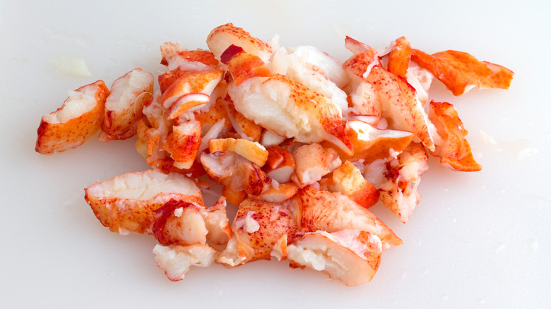 lobster meat on white background