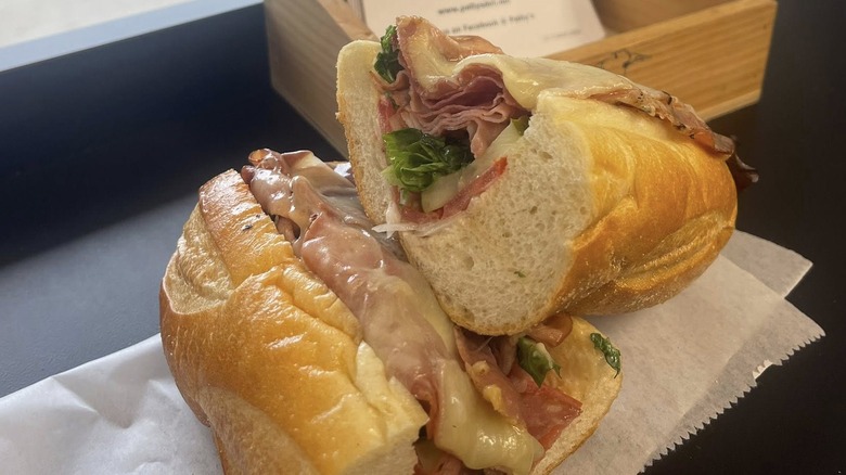 A sliced sandwich from Patty's Deli