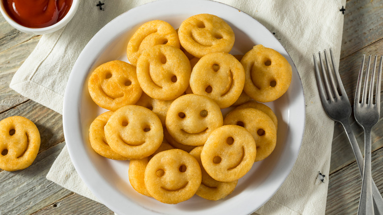 smiley fries on plate