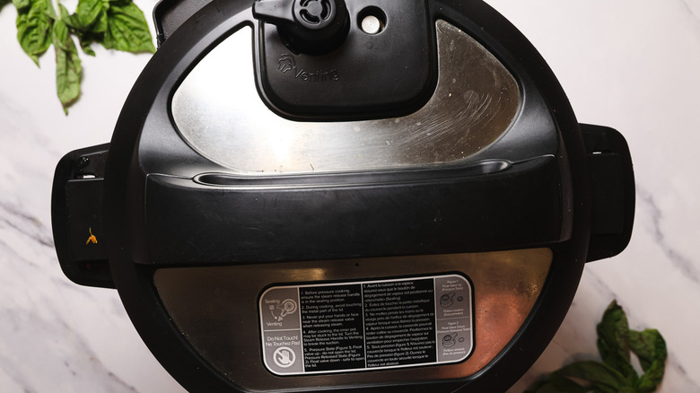 Instant pot with lid on