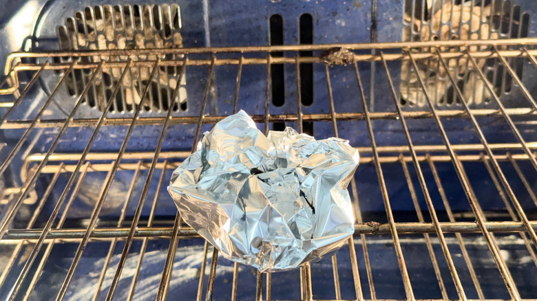 garlic roasting in oven