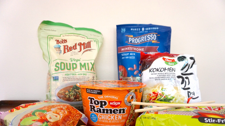 Various instant soup packages