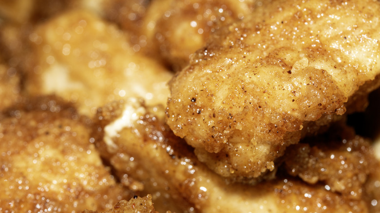 Fried chicken batter close up