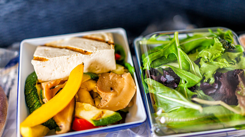Vegan meal on airplane
