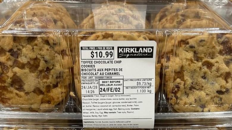 A close-up of toffee chocolate chip cookies at Costco