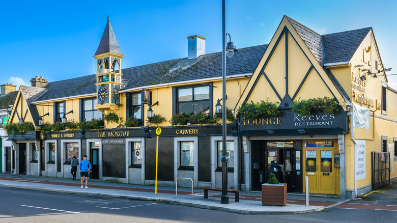 Exterior of The Morgue pub in Dublin on sunny day