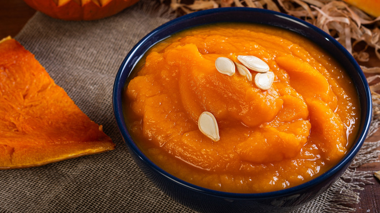 Vibrant orange pumpkin puree