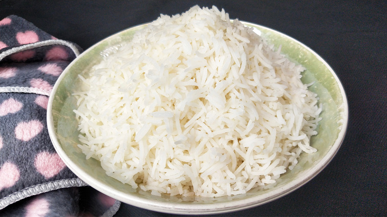 Bowl of cooked white rice