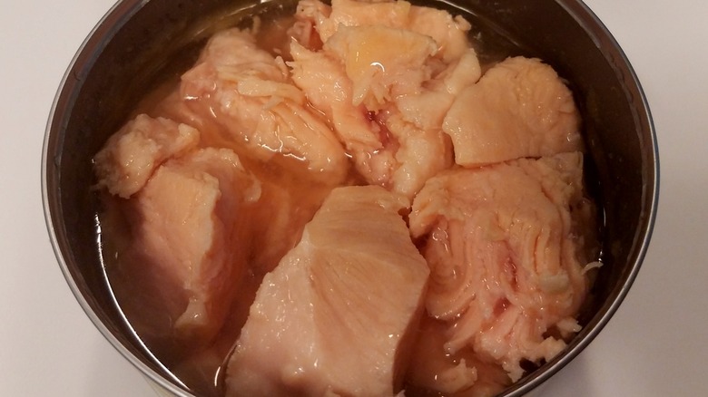 Pink canned chicken