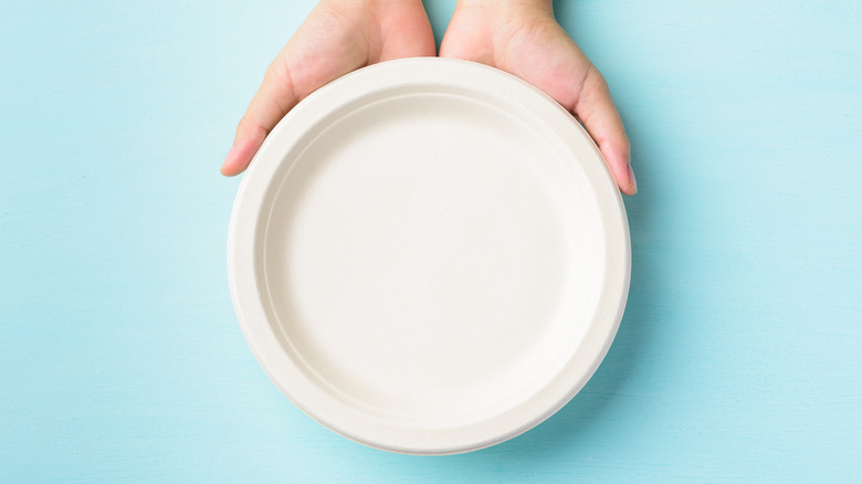 hands holding paper plate