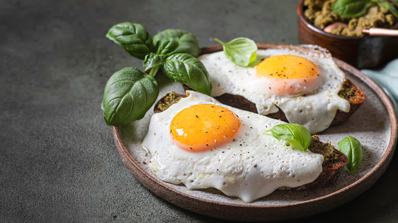 sunny side up eggs on plate