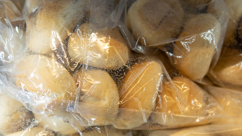 Frozen bread in bags