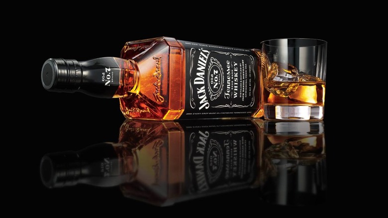 bottle and glass of Jack Daniel's whiskey