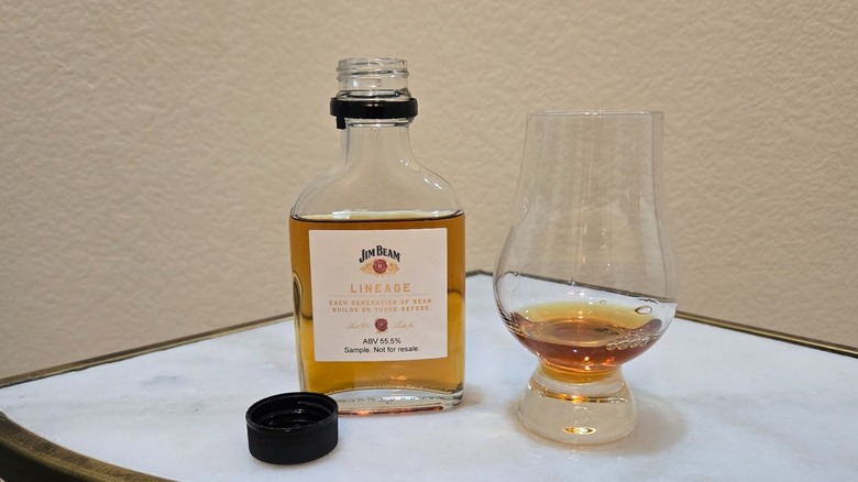Jim Beam Lineage Batch #2 sample and Glencairn glass